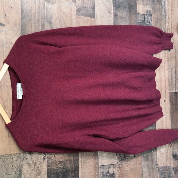 Saks Fifth Avenue Deep Red 100% Cashmere Crew Neck Sweater Sz Large Men - Picture 15 of 16